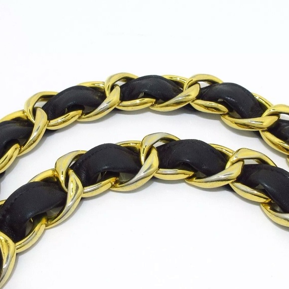 SOLD Chanel Vintage Black Large CC 24k plated gold chain tote - Picture 9 of 13